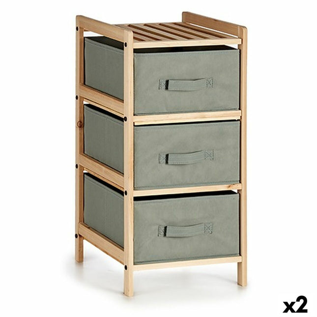 Schubladenschrank Grau Holz Textil 36 x 66 x 34 cm (2 Stück)