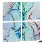 Satz mit 4 Bildern Leinwand Marmor Blau 35 x 7 x 35 cm (6 Stück)