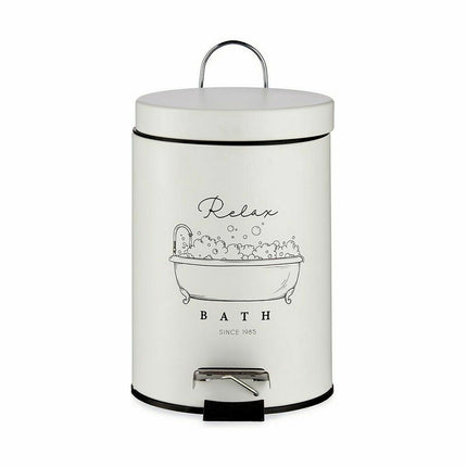 Papierkorb mit Pedal Relax Bath Weiß Schwarz Stahl Kunststoff 3 L (6 Stück)
