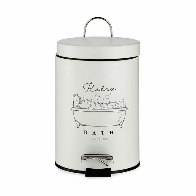 Papierkorb mit Pedal Relax Bath Weiß Schwarz Stahl Kunststoff 3 L (6 Stück)