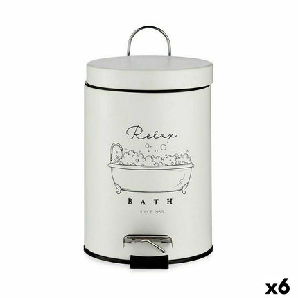 Papierkorb mit Pedal Relax Bath Weiß Schwarz Stahl Kunststoff 3 L (6 Stück)