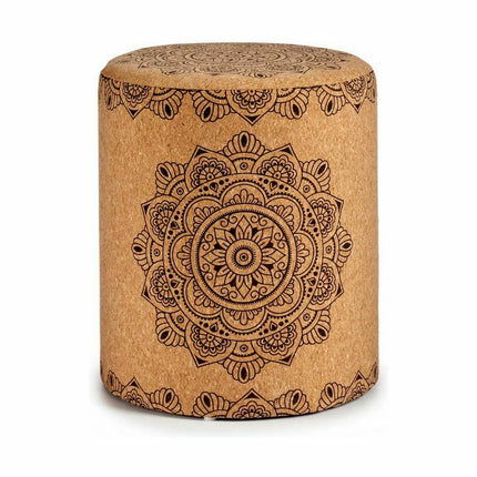 Puff Mandala Braun Kork Holz MDF 34 x 39 x 34 cm (2 Stück)