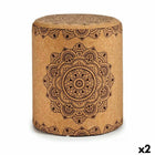 Puff Mandala Braun Kork Holz MDF 34 x 39 x 34 cm (2 Stück)