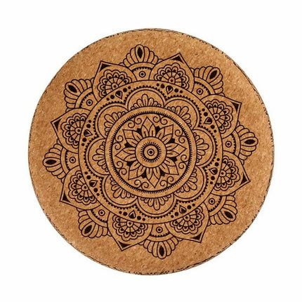 Puff Mandala Braun Kork Holz MDF 34 x 39 x 34 cm (2 Stück)
