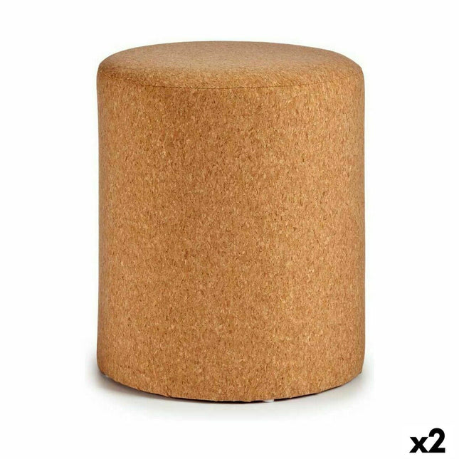 Puff Braun Kork Holz MDF 34 x 39 x 34 cm (2 Stück)