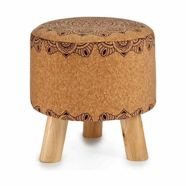 Puff Mandala Braun Kork Holz MDF 28 x 28 x 28 cm (4 Stück)