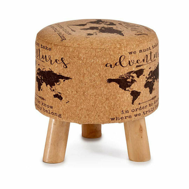 Puff Weltkarte Braun Kork Holz MDF 28 x 28 x 28 cm (4 Stück)