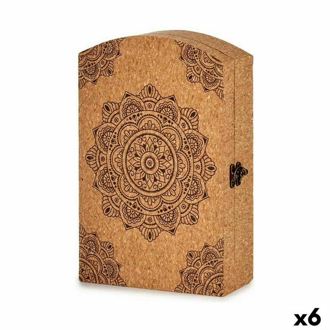 Schlüsselschrank Mandala Braun Kork Holz MDF 20 x 7,5 x 29 cm (6 Stück)