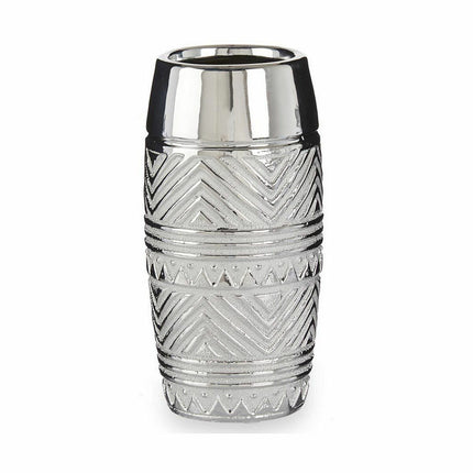 Vase Zylinder Streifen Silberfarben aus Keramik 11,5 x 23 x 11,5 cm (6 Stück)