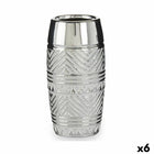 Vase Zylinder Streifen Silberfarben aus Keramik 11,5 x 23 x 11,5 cm (6 Stück)