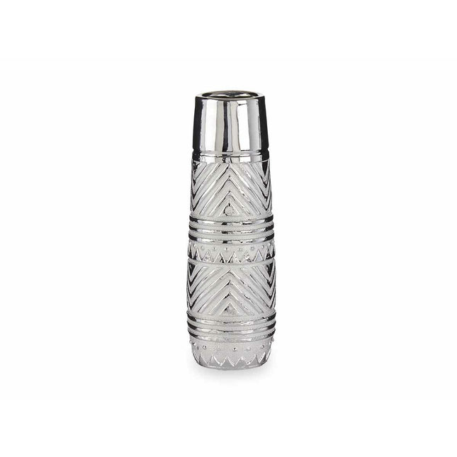Vase Zylinder Streifen Silberfarben aus Keramik 10 x 30 x 10 cm (6 Stück)