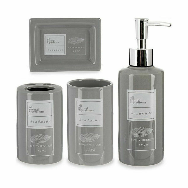 Badezimmer Set Grau aus Keramik (12 Stück)