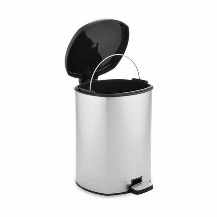 Papierkorb mit Pedal Silberfarben Kunststoff 6 L (6 Stück)