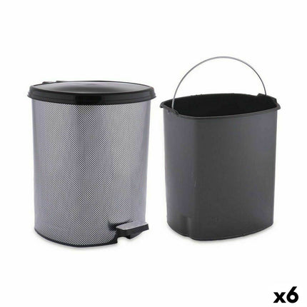 Papierkorb mit Pedal Dunkelgrau Kunststoff 6 L (6 Stück)