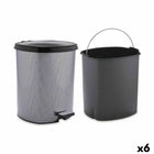 Papierkorb mit Pedal Dunkelgrau Kunststoff 6 L (6 Stück)