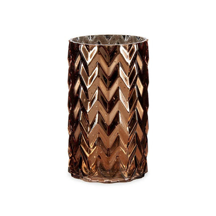 Vase Schnitzerei Stachel Kupfer Kristall 11,3 x 19,5 x 11,3 cm (6 Stück)