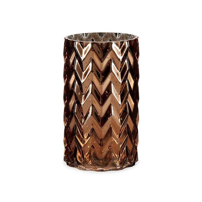 Vase Schnitzerei Stachel Kupfer Kristall 11,3 x 19,5 x 11,3 cm (6 Stück)