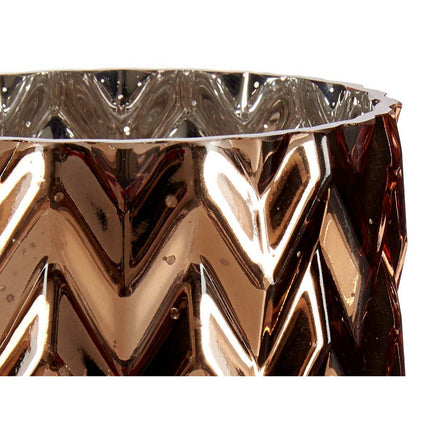 Vase Schnitzerei Stachel Kupfer Kristall 11,3 x 19,5 x 11,3 cm (6 Stück)