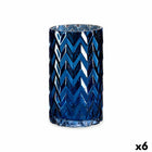 Vase Schnitzerei Stachel Blau Kristall 11,3 x 19,5 x 11,3 cm (6 Stück)