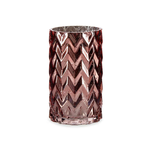 Vase Schnitzerei Stachel Rosa Kristall 11,3 x 19,5 x 11,3 cm (6 Stück)