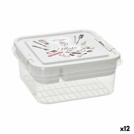 Box mit Fächern Kosmetika Durchsichtig Kunststoff 24,5 x 11,5 x 26 cm (12 Stück)