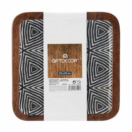 Tischdekoration Ethnisch 25 x 25 cm Weiß Braun Schwarz Harz Mango-Holz (6 Stück)