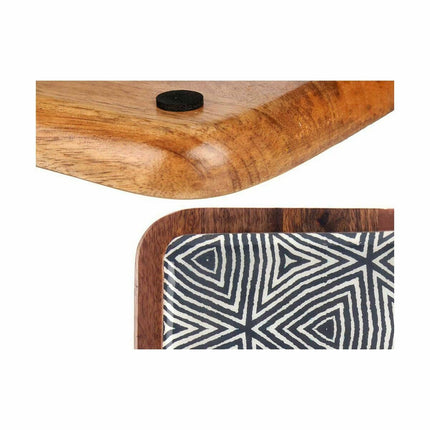 Tischdekoration Ethnisch 25 x 25 cm Weiß Braun Schwarz Harz Mango-Holz (6 Stück)