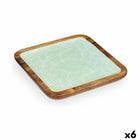 Tischdekoration 25 x 25 cm Pflanzenblatt Weiß Braun grün Harz Mango-Holz (6 Stück)