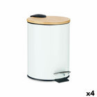 Papierkorb Weiß Metall Bambus 3 L (4 Stück)