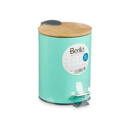Papierkorb Minze Metall Bambus 3 L (4 Stück)