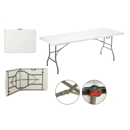 Table Klapptisch Weiß Metall Polyäthylen 244 x 76 x 74 cm