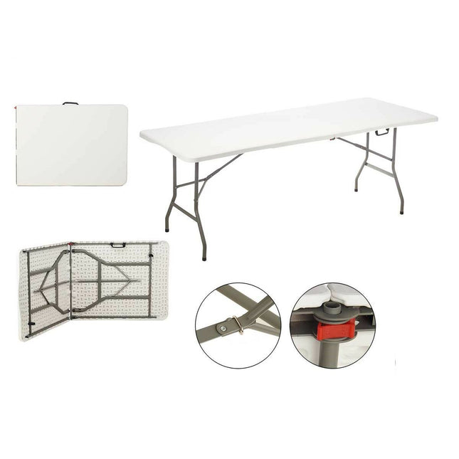 Table Klapptisch Weiß Metall Polyäthylen 244 x 76 x 74 cm