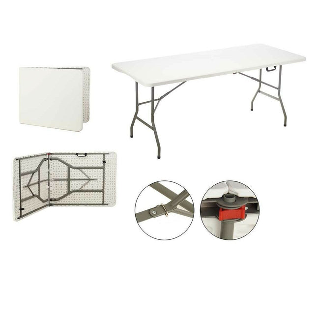 Table Klapptisch Weiß Metall Polyäthylen 180 x 74 x 74 cm