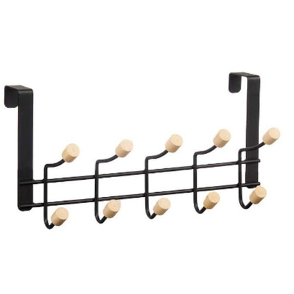 Jackenaufhänger für Türen Schwarz Holz Metall 35 x 17 x 15 cm (6 Stück)