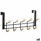 Jackenaufhänger für Türen Schwarz Holz Metall 35 x 17 x 15 cm (6 Stück)
