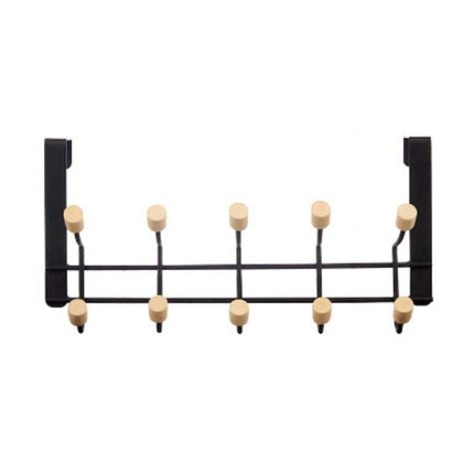 Jackenaufhänger für Türen Schwarz Holz Metall 35 x 17 x 15 cm (6 Stück)