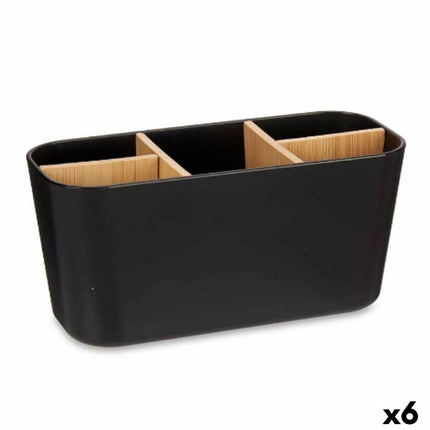 Zahnbürstenhalter Schwarz Bambus Polypropylen 21 x 10 x 9 cm (6 Stück)