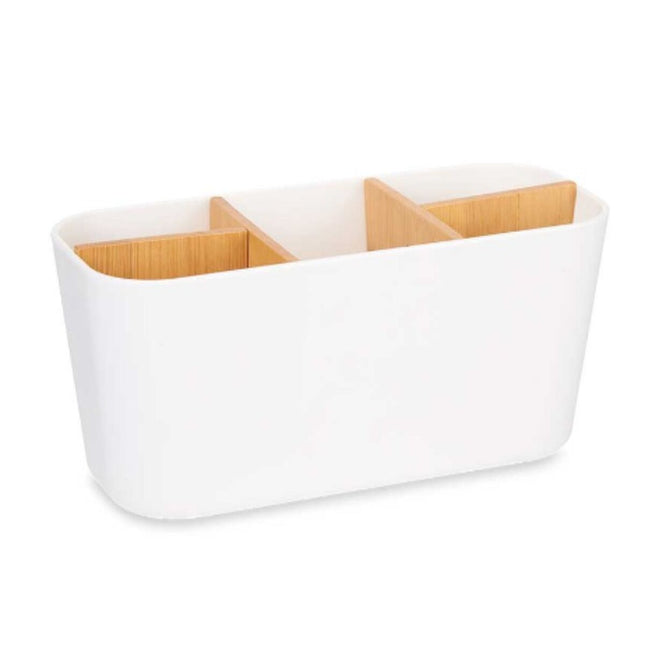 Zahnbürstenhalter Weiß Bambus Polypropylen 21 x 10 x 9 cm (6 Stück)
