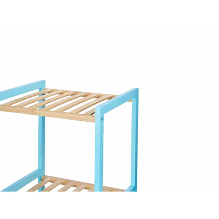 Badezimmerregal 35 x 30 x 100 cm Blau natürlich Bambus Kiefernholz