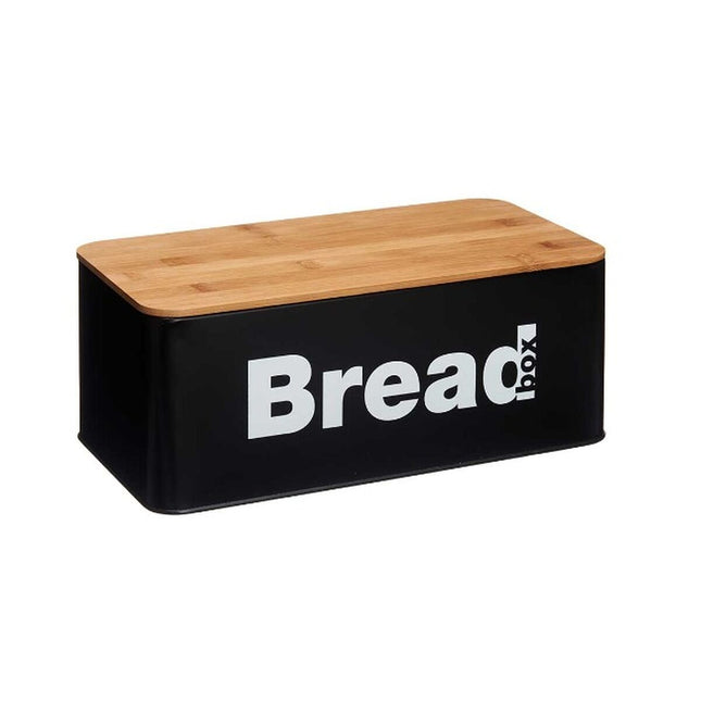 Brotkorb Schwarz natürlich Metall Bambus 33 x 13,3 x 18 cm (4 Stück)