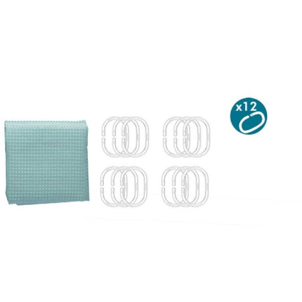 Duschvorhang Punkte Türkisgrün Polyester 180 x 180 cm (12 Stück)