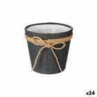 Blumentopf 15 x 14 cm Schleife Grau Stoff Kunststoff (24 Stück)