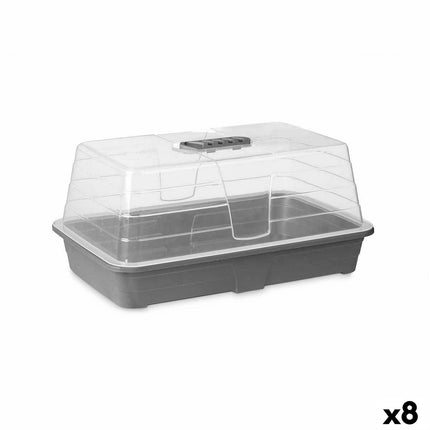 Gewächshaus Grau Durchsichtig Kunststoff 38,4 x 17,5 x 24,7 cm (8 Stück)