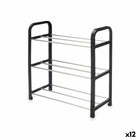 Schuhschrank 3 Regale Schwarz Silberfarben 40 x 19 x 14 cm (12 Stück)
