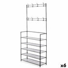 Schuhschrank 80 x 29 x 175 cm 5 Regale Garderobe Schwarz Metall (6 Stück)