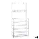 Schuhschrank Garderobe 5 Regale 80 x 29 x 175 cm Weiß Metall (6 Stück)