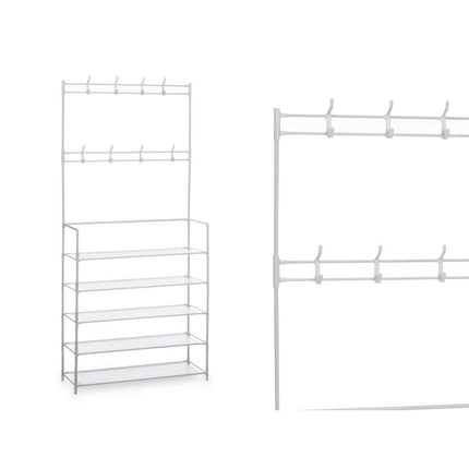 Schuhschrank Garderobe 5 Regale 80 x 29 x 175 cm Weiß Metall (6 Stück)