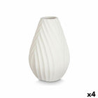 Vase Streifen Weiß aus Keramik 21 x 31 x 21 cm (4 Stück)