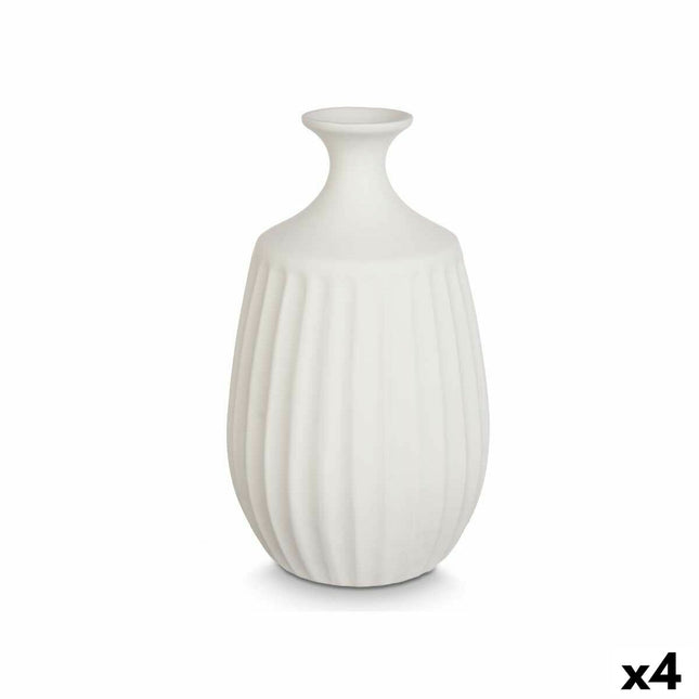 Vase Weiß aus Keramik 19 x 32 x 19 cm (4 Stück)