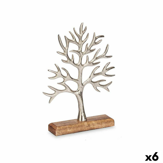Deko-Figur Baum Silberfarben Metall 22 x 29,5 x 5 cm (6 Stück)